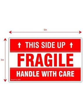 500 Fragile Handle with Care Stickers - 3x5 Shipping & Packing Labels Roll